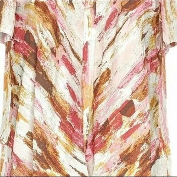 💥H by Halston short sleeve layered multicolor top size : 8 - Picture 3 of 9